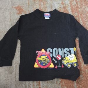 1999 Tonka Black Long Sleeve Construction Truck Tee with Yellow & Red Graphics